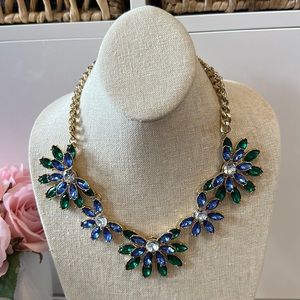 Blue and Green Baublebar Jeweled gold statement necklace